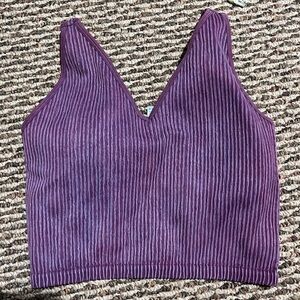 90 Degree By Reflex Purple Ribbed Crop Tank Top